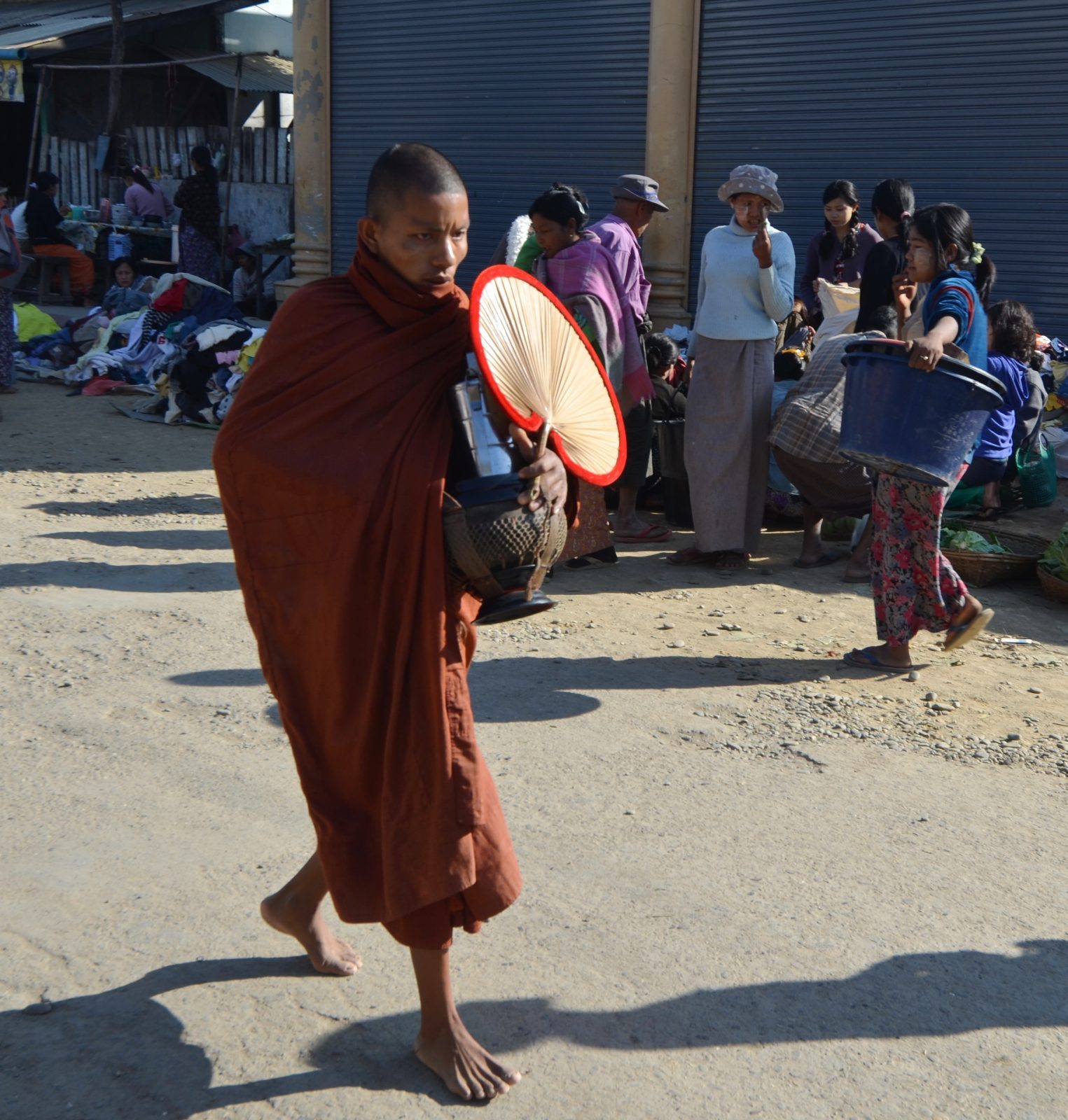 Monk collecting alms Sittwe, Rakhine State