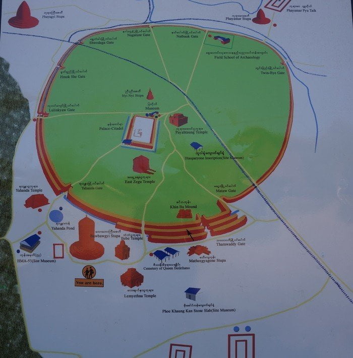 Burmese Pyu Kingdom Mentioned in Manshu Texts Map of the city within the wall