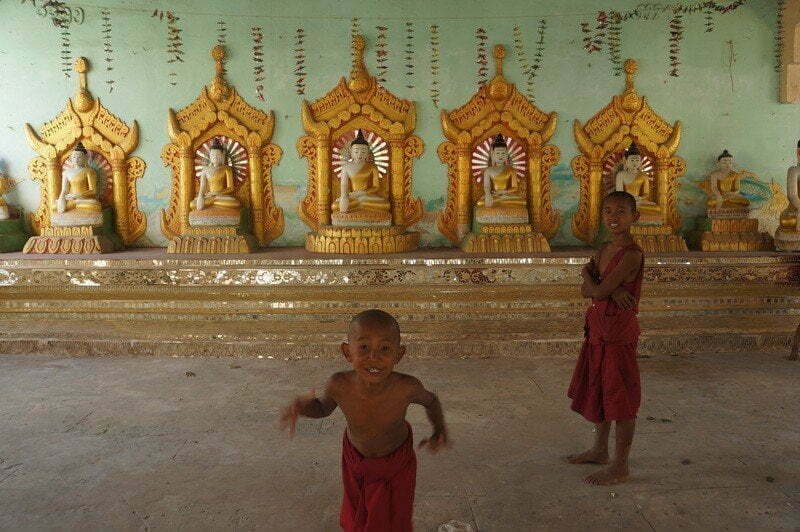 Young monks inside Myu-U Thar Pagoda