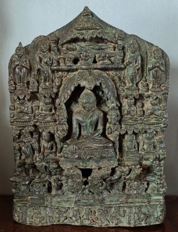 Burmese Pagan Bronze Eight Scene Buddhist Stele