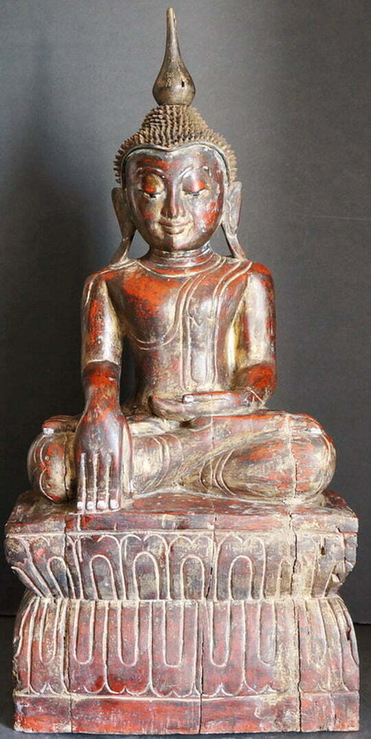 Pre 17th Century Burmese Wooden Buddha Statue