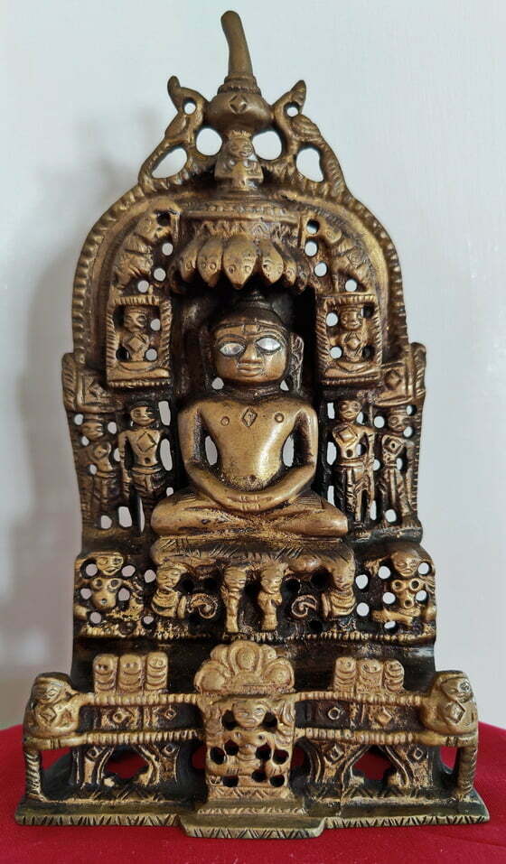 Indian Jain Metal Alloy Tirthankara Shrine