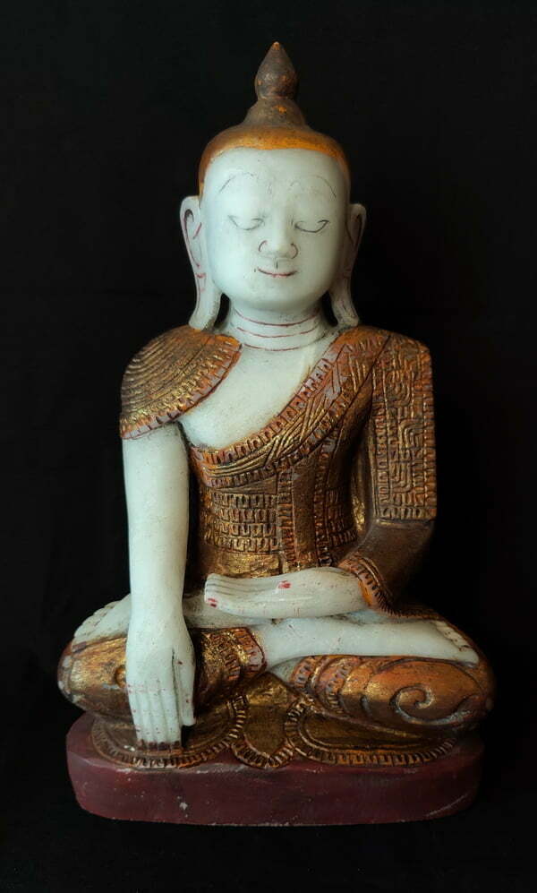 Burmese Antique Alabaster Ava Buddha Statue