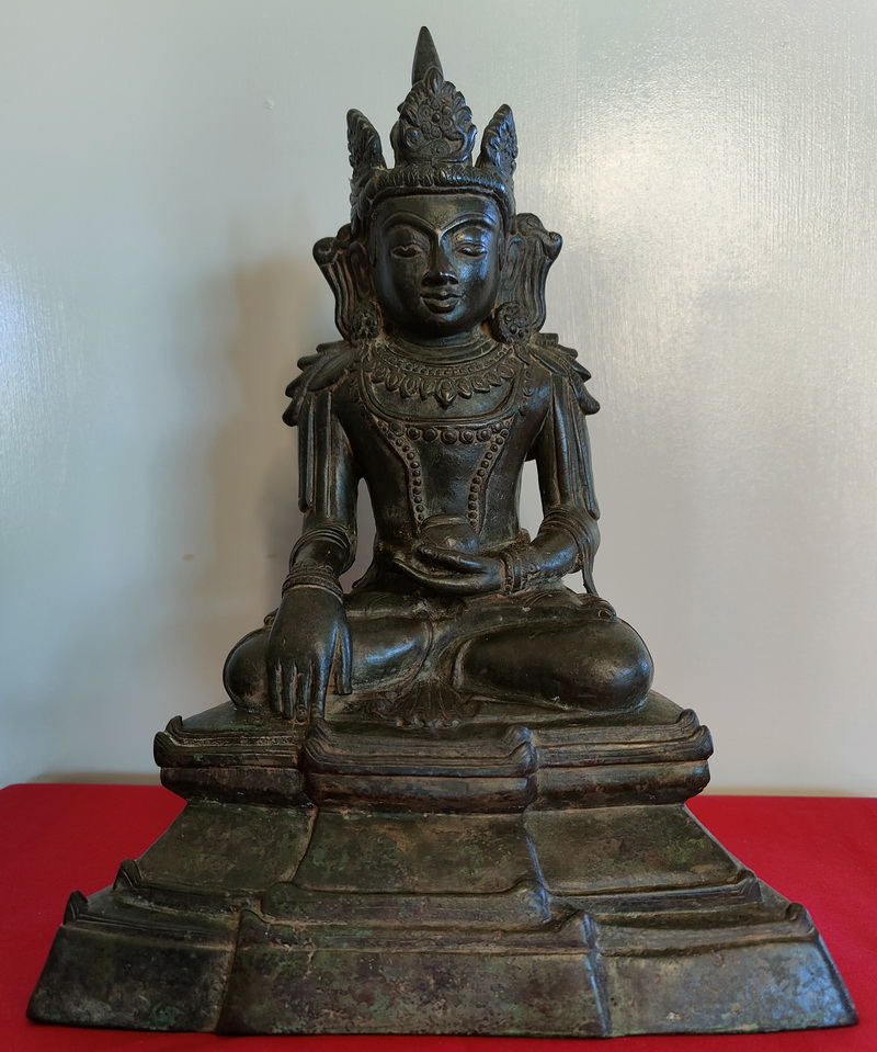 Antique Burmese Bronze Arakan Buddha Statue