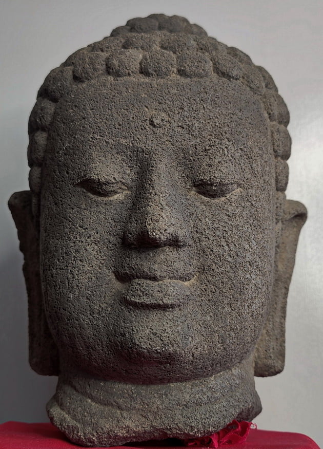 Lava stone Indonesian Antique Buddha Head