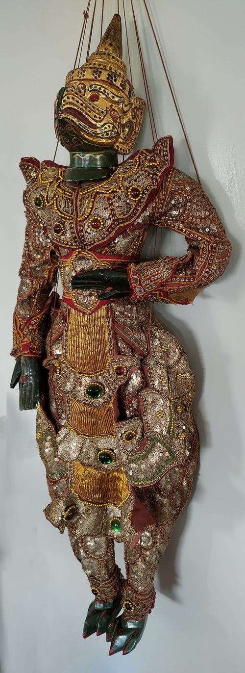 Burmese Garuda Puppet with sequins and glass decoration