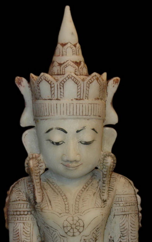 Front view Burmese Crowned Myanmar Ava Buddha Statue