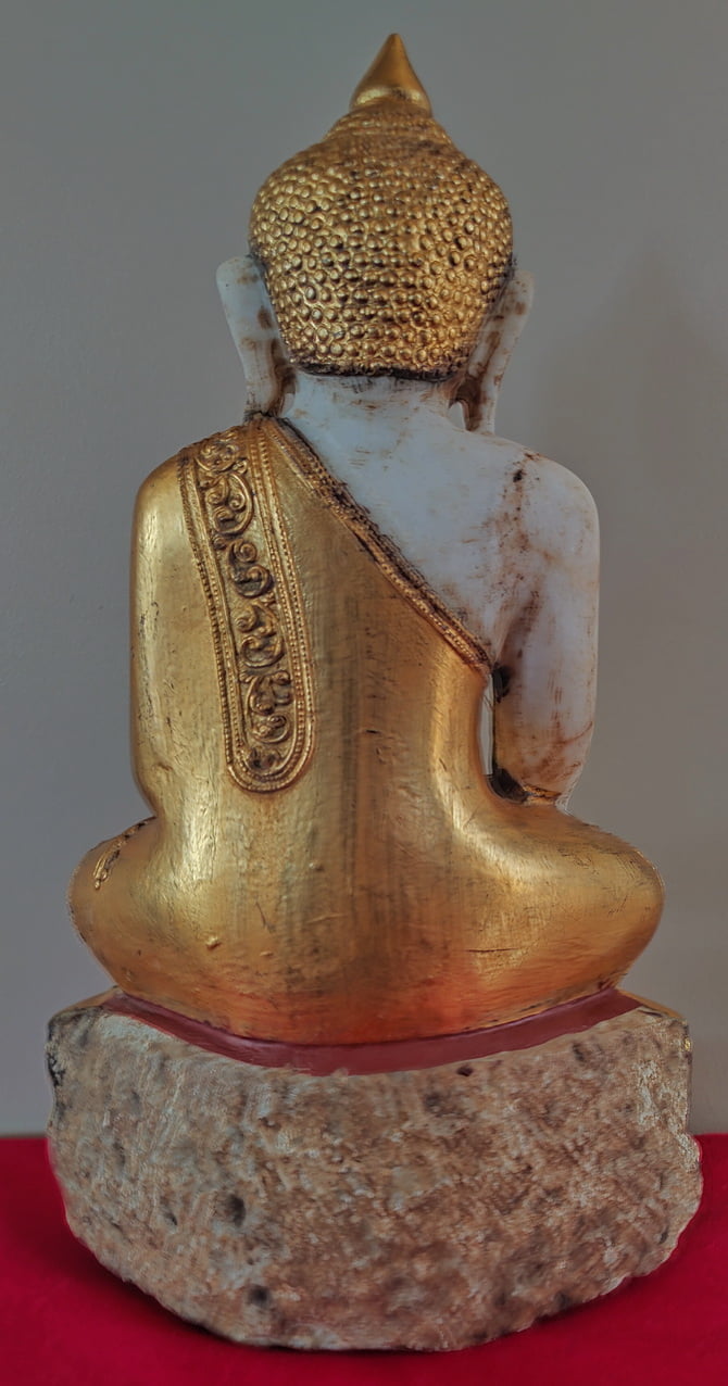 Back view 18th Century Burmese Marble Shan Buddha Statue