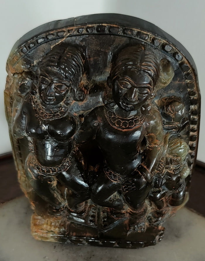 Burmese Black stone carving with Hindu Influenced Figures