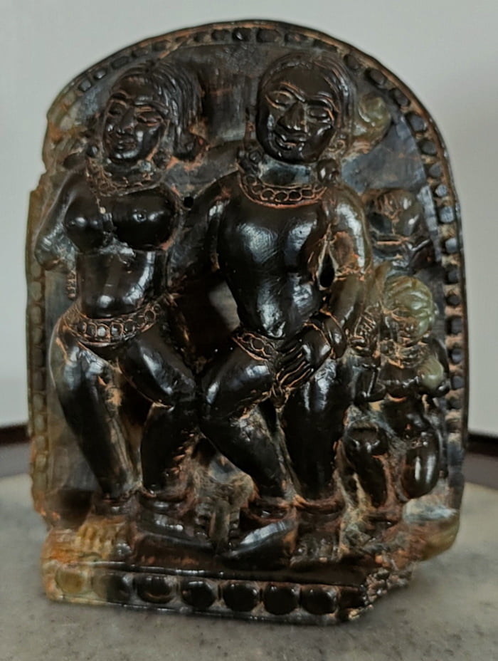 Burmese Black Stone Carving of Mithuna Couple