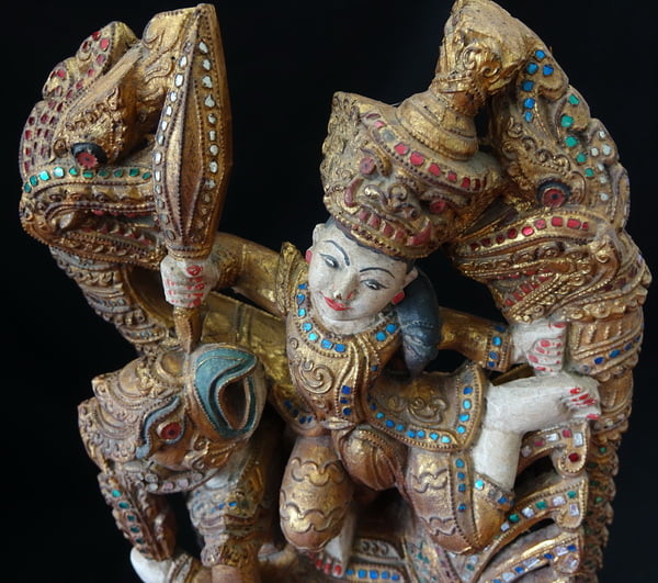 Burmese Wood Carving Angel on Garudas back