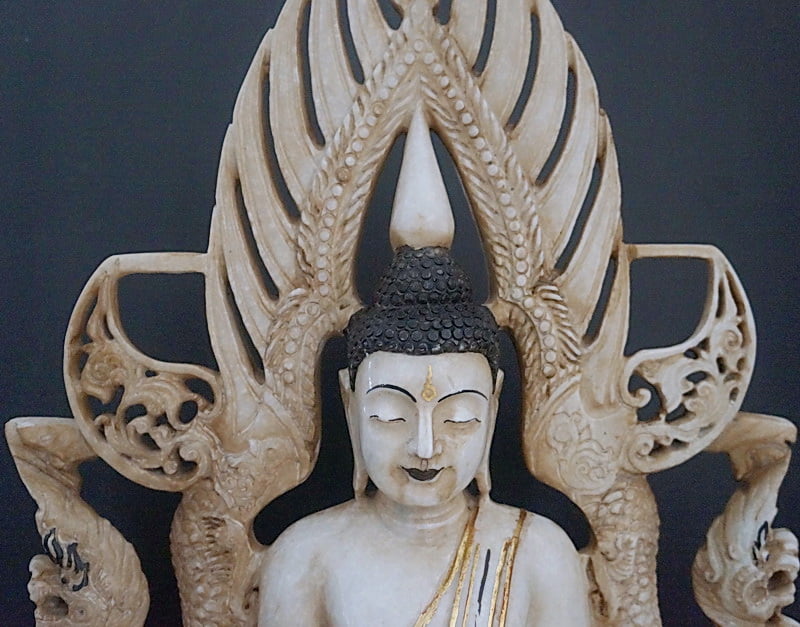 Face view Thai Phitsanulok Marble Buddha Statue
