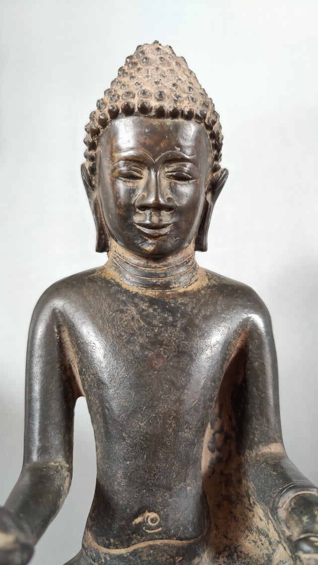 Top View Rare Burmese Bronze Pyu Buddha Statue
