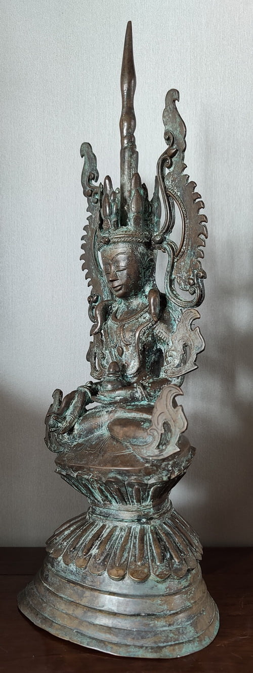 Burmese Crowned Jambhupati bronze Buddha Statue