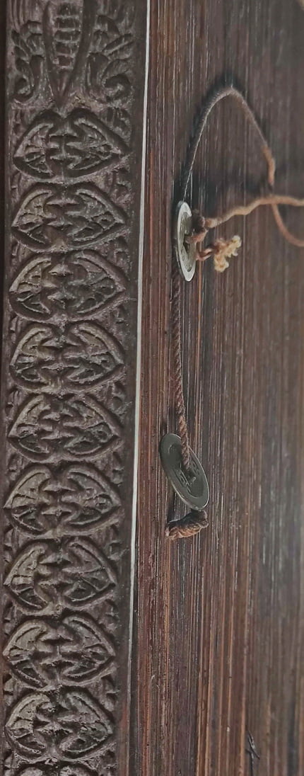 Wooden Carved Cover on Indonesian Palm Leaf Lontar Manuscript