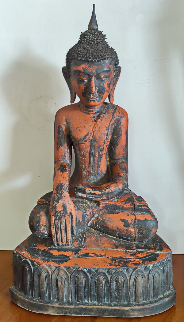 Burmese Pagan Style Wooden Buddha Statue