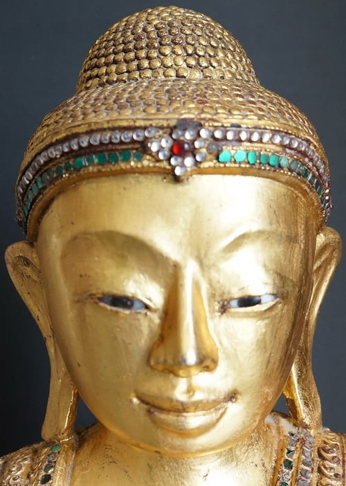 Face Burmese Mandalay wood Buddha Statue