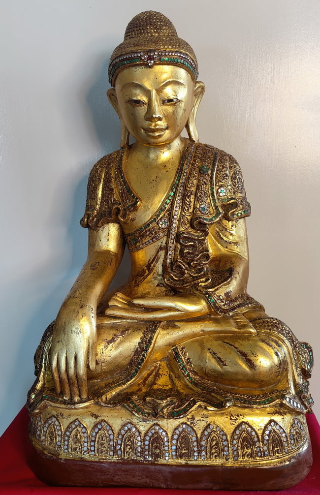 Burmese Antique Mandalay Wood Buddha Statue