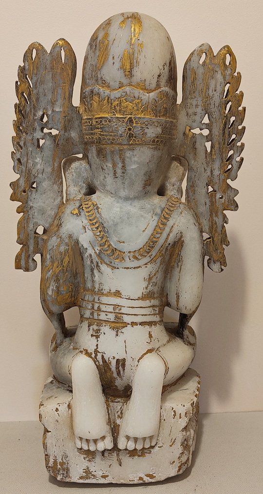 Back View Rare Burmese Alabaster Crowned Statue
