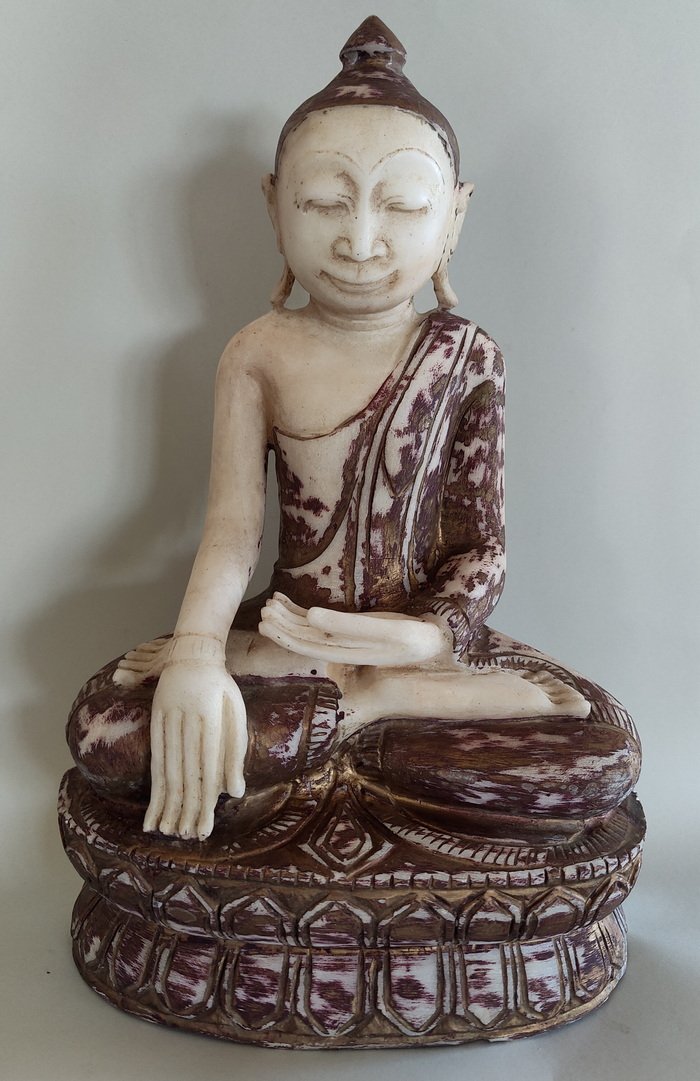 18th C. Burmese Alabaster Shan Buddha Statue